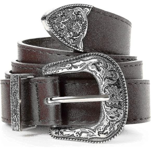 YCMI Western-Belts Vintage Leather Western Buckle Cowgirl Waist Belt main image 6